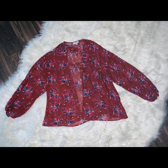 NWOT Cotton Floral Open Cardigan Kimono - Picture 4 of 7